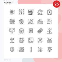 Benutzeroberflächenpaket mit 25 Grundlinien von Platzdiagramm-Sicherheitsdatendaten editierbare Vektordesign-Elemente vektor