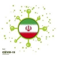 iran coronavius flagga medvetenhet bakgrund stanna kvar Hem stanna kvar friska ta vård av din egen hälsa be för Land vektor