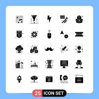 Stock Vector Icon Pack mit 25 Zeilenzeichen und Symbolen für Box Laud Filter Speaker ui editierbare Vektordesign-Elemente