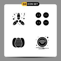 4 schwarze Icon-Pack-Glyphen-Symbole Zeichen für ansprechende Designs auf weißem Hintergrund 4 Icons gesetzt vektor