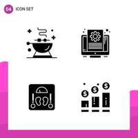 Glyphen-Icon-Set-Paket mit 4 soliden Icons isoliert auf weißem Hintergrund für reaktionsfähige Website-Design-Druck- und mobile Anwendungen vektor