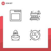 moderner Satz von 4 gefüllten flachen Farben Piktogramm von App-Ostern-Koch-Brat-Essen editierbare Vektor-Design-Elemente vektor