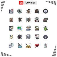 Stock Vector Icon Pack mit 25 Zeilenzeichen und Symbolen für Visitenkartenwerkzeuge Tasche Immobilienhaus editierbare Vektordesign-Elemente