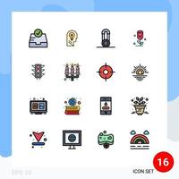 Stock Vector Icon Pack mit 16 Linienzeichen und Symbolen für leichten Verkehr Baby Love Flower editierbare kreative Vektordesign-Elemente