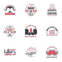 Happy Fathers Day Kalligrafie-Grußkarte 9 schwarz-rosa Typografie-Sammlung Vektor-Illustration editierbare Vektor-Design-Elemente vektor