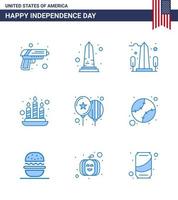 9 kreative usa-ikonen moderne unabhängigkeitszeichen und 4. juli symbole der baseballparty washington day luftballons editierbare usa-tag-vektordesignelemente vektor