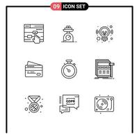 uppsättning av 9 modern ui ikoner symboler tecken för Karta betala aning betalning kort redigerbar vektor design element