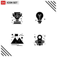 Pixel perfektes Set aus 4 soliden Symbolen Glyphen-Icon-Set für die Gestaltung von Websites und die Schnittstelle für mobile Anwendungen vektor