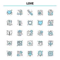 25 Liebe schwarz-blaues Icon-Set kreatives Icon-Design und Logo-Vorlage vektor