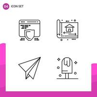 Outline Icon Set Packung mit 4 Zeilensymbolen isoliert auf weißem Hintergrund für reaktionsschnelles Website-Design, Druck- und mobile Anwendungen vektor