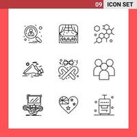 9 Icon Pack Line Style Umrisssymbole auf weißem Hintergrund einfache Zeichen für die allgemeine Gestaltung vektor