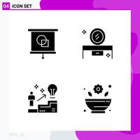 Solid Icon Set Packung mit 4 Glyphen-Icons isoliert auf weißem Hintergrund für Web-Print und Handy vektor