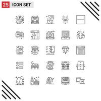 25 universelle Linienzeichen Symbole für Download-Kaffee-Down-Becher editierbare Vektordesign-Elemente vektor