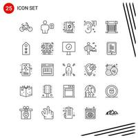 Sammlung von 25 Vektorsymbolen im Linienstil Pixel perfekte Gliederungssymbole für Web- und Mobilliniensymbolzeichen auf weißem Hintergrund 25 Symbole vektor