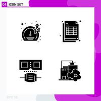 Solid Icon Set Packung mit 4 Glyphen-Icons isoliert auf weißem Hintergrund für Web-Print und Handy vektor