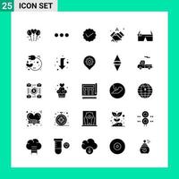 Packung mit 25 Solid-Style-Icon-Sets Glyph-Symbole für den Druck kreativer Zeichen isoliert auf weißem Hintergrund 25 Icon-Set vektor