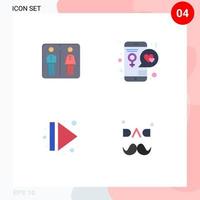 Gruppe von 4 modernen flachen Symbolen, die für Pfeil nach unten eingestellt sind, lieben Multimedia-bearbeitbare Vektordesign-Elemente vektor