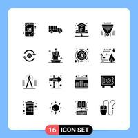 16 kreative Symbole moderne Zeichen und Symbole von Geldtrichterhausdaten Wasser editierbare Vektordesign-Elemente vektor