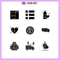9 ikoner i fast stil glyf symboler på vit bakgrund kreativ vektor tecken för webb mobil och skriva ut