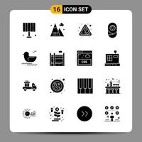 16 schwarze Icon-Pack-Glyphen-Symbole Zeichen für ansprechende Designs auf weißem Hintergrund 16 Icons gesetzt vektor