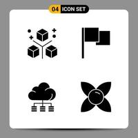 4 schwarze Icon-Pack-Glyphen-Symbole Zeichen für ansprechende Designs auf weißem Hintergrund 4 Icons gesetzt vektor