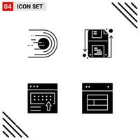 Pixel perfektes Set aus 4 soliden Symbolen Glyphen-Icon-Set für die Gestaltung von Websites und die Schnittstelle für mobile Anwendungen vektor