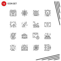 Aktienvektor-Icon-Pack mit 16 Zeilenzeichen und Symbolen für Unternehmen, begrenzter globaler Rabattverkauf, editierbare Vektordesign-Elemente vektor