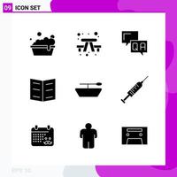 Solid Icon Set Pack mit 9 Glyphen-Icons isoliert auf weißem Hintergrund für Web-Print und Handy vektor