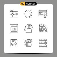 Stock Vector Icon Pack mit 9 Zeilen Zeichen und Symbolen für Wasser globale bearbeitbare Vektordesign-Elemente auf der Webseite