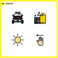 4 kreativ ikoner modern tecken och symboler av bil närvarande smuts låda Sol redigerbar vektor design element