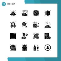 modern uppsättning av 16 fast glyfer och symboler sådan som utforska lykta skydd dekoration Kina redigerbar vektor design element