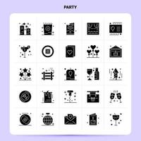 Solide 25 Party Icon Set Vektor Glyphen Stil Design schwarze Icons Set Web und mobile Geschäftsideen Design Vektor Illustration