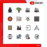 Aktienvektor-Icon-Pack mit 16 Linienzeichen und Symbolen für die Oberflächenhandelsverwaltung der Ausrüstungsumgebung, editierbare kreative Vektordesign-Elemente vektor