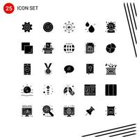 25 universelle solide Glyphenzeichen Symbole für Optionen Wirtschaft E-Commerce Quellwasser editierbare Vektordesign-Elemente vektor