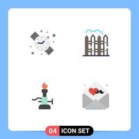 flaches Icon-Paket mit 4 universellen Symbolen für bearbeitbare Vektordesign-Elemente für den Schulanfang vektor