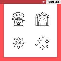 4 Icon Pack Line Style Umrisssymbole auf weißem Hintergrund einfache Zeichen für die allgemeine Gestaltung vektor