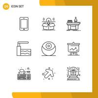 moderner Satz von 9 Umrissen und Symbolen wie Death Springboard Solution Pool Labor editierbare Vektordesign-Elemente vektor