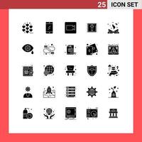Stock Vektor Icon Pack mit 25 Zeilenzeichen und Symbolen für Zauberbuchliteratur Rekordbuch Urlaub editierbare Vektordesign-Elemente