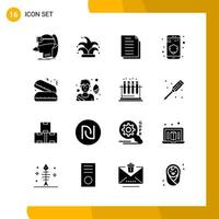 16 Icon-Set Solid-Style-Icon-Pack-Glyphen-Symbole isoliert auf weißem Hintergrund für responsives Website-Design vektor