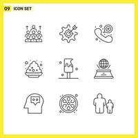 uppsättning av 9 modern ui ikoner symboler tecken för Färg nödsituation configure Kontakt mål redigerbar vektor design element