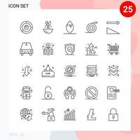 Vektorpaket mit 25 Symbolen im kreativen Umrisspaket im Linienstil isoliert auf weißem Hintergrund für Web und Handy vektor