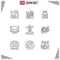 Stock Vector Icon Pack mit 9 Zeilenzeichen und Symbolen für weibliche Schönheit t shrit globale E-Mail-editierbare Vektordesign-Elemente