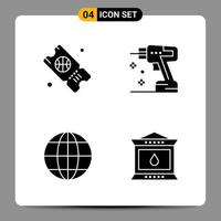 4 schwarze Icon-Pack-Glyphen-Symbole Zeichen für ansprechende Designs auf weißem Hintergrund 4 Icons gesetzt vektor