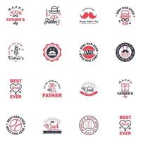 Lycklig fäder dag 16 svart och rosa typografi uppsättning vektor emblem text för hälsning kort banderoller tshirt design du är de bäst pappa redigerbar vektor design element