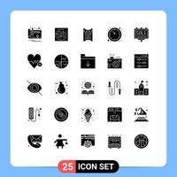 25 universelle solide Glyphenzeichen Symbole für Plakate, Werbetafeln, Liebeswerbung, Countdown, editierbare Vektordesign-Elemente vektor