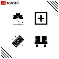 Pixel perfektes Set aus 4 soliden Symbolen Glyphen-Icon-Set für die Gestaltung von Websites und die Schnittstelle für mobile Anwendungen vektor