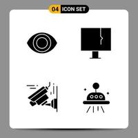 4 schwarze Icon-Pack-Glyphen-Symbole Zeichen für ansprechende Designs auf weißem Hintergrund 4 Icons gesetzt vektor