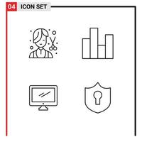 universell ikon symboler grupp av 4 modern fylld linje platt färger av barberare statistik kvinna företag övervaka redigerbar vektor design element