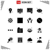 16 ikoner fast stil rutnät baserad kreativ glyf symboler för hemsida design enkel fast ikon tecken isolerat på vit bakgrund 16 ikon uppsättning vektor