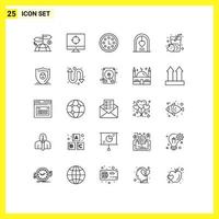 Stock Vector Icon Pack mit 25 Linienzeichen und Symbolen für Apfel Ehe Leistung Liebe Bogen editierbare Vektordesign-Elemente